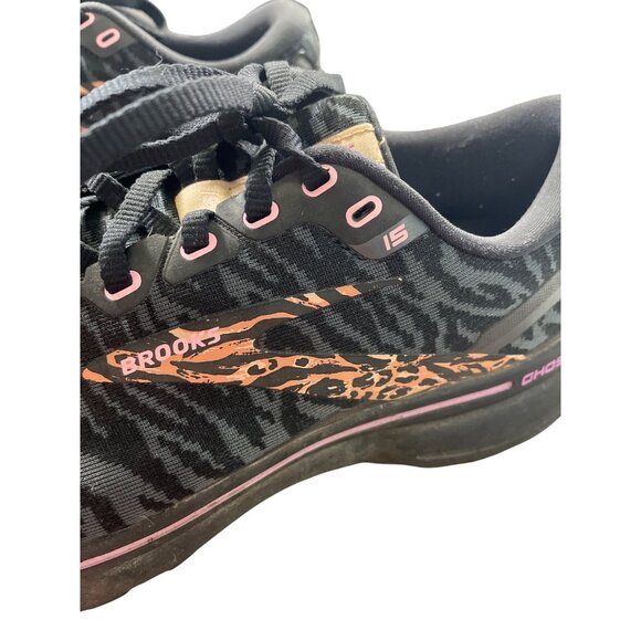 Brooks Ghost 15 woman’s Black Leopard Running Sneakers Shoes Size 9B SKU 8686 - Picture 4 of 14